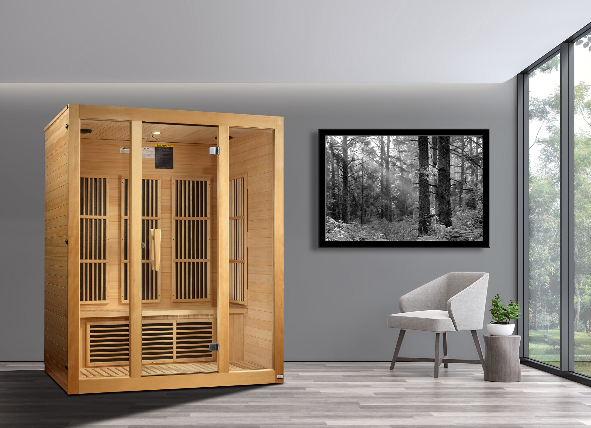 Maxxus Bellevue 3-Person Near Zero EMF (Under 3MG) FAR Infrared Sauna (Canadian Hemlock) MX-J306-01-ZF