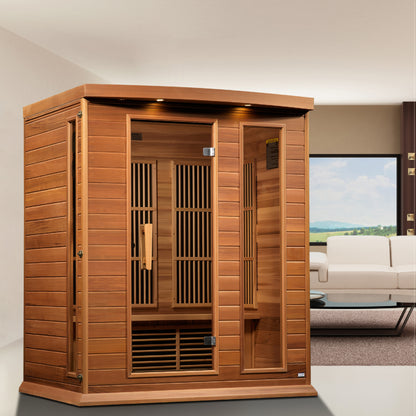 Maxxus 3-Person Near Zero EMF (Under 3MG) FAR Infrared Sauna (Canadian Red Cedar) MX-K306-01-ZF