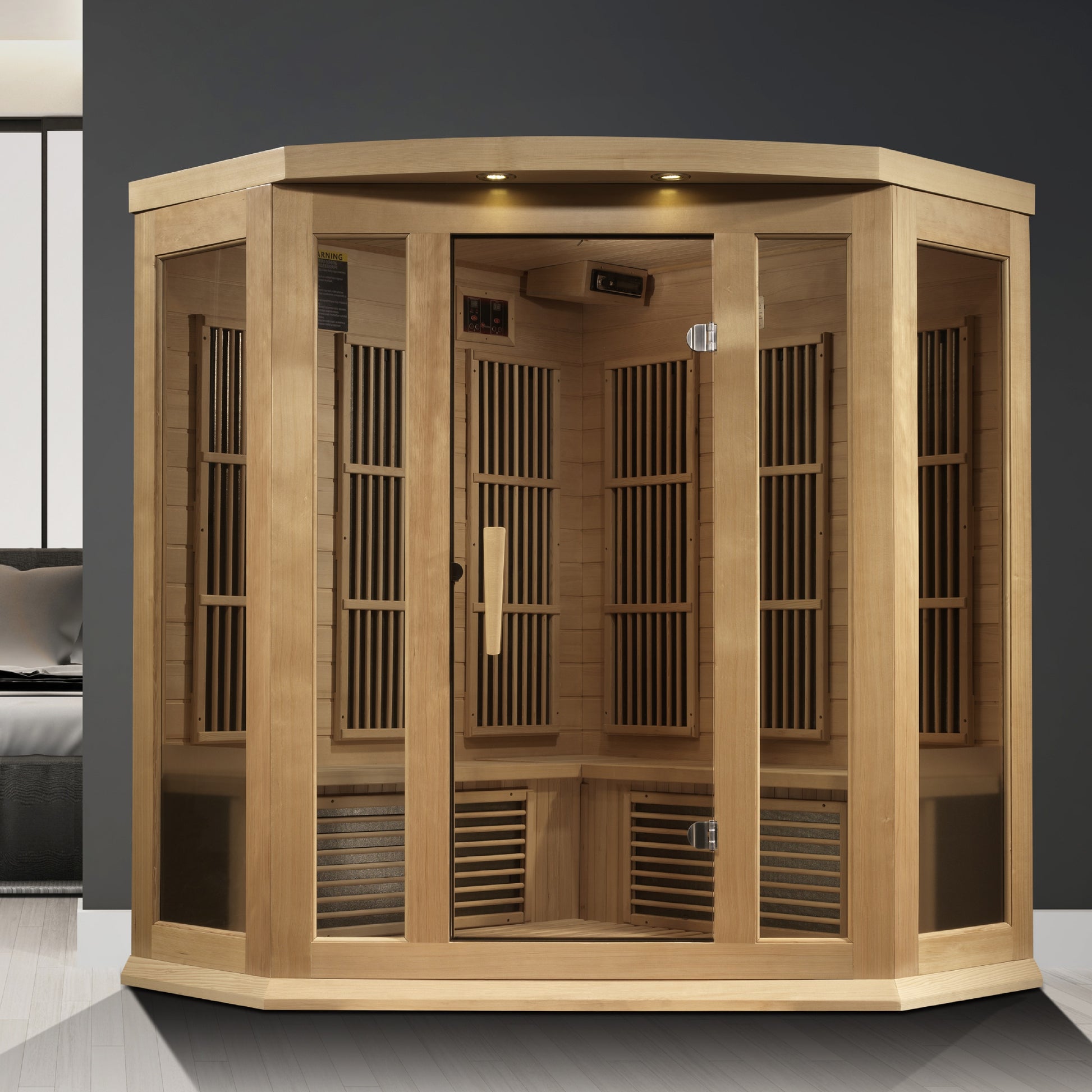 Maxxus 3-Person Corner Near Zero EMF (Under 3MG) FAR Infrared Sauna (Canadian Hemlock) MX-K356-01-ZF
