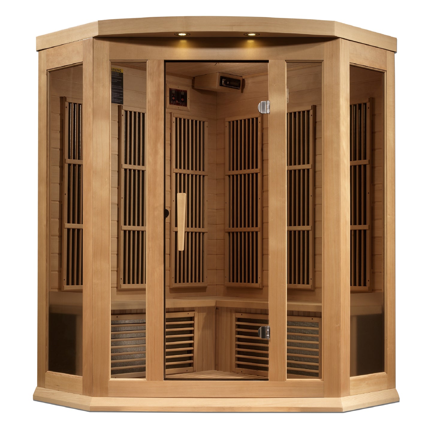 Maxxus 3-Person Corner Near Zero EMF (Under 3MG) FAR Infrared Sauna (Canadian Hemlock) MX-K356-01-ZF
