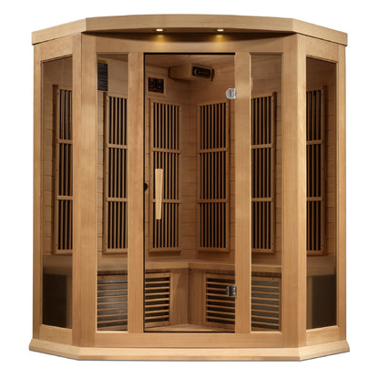 Maxxus 3-Person Corner Near Zero EMF (Under 3MG) FAR Infrared Sauna (Canadian Hemlock) MX-K356-01-ZF

