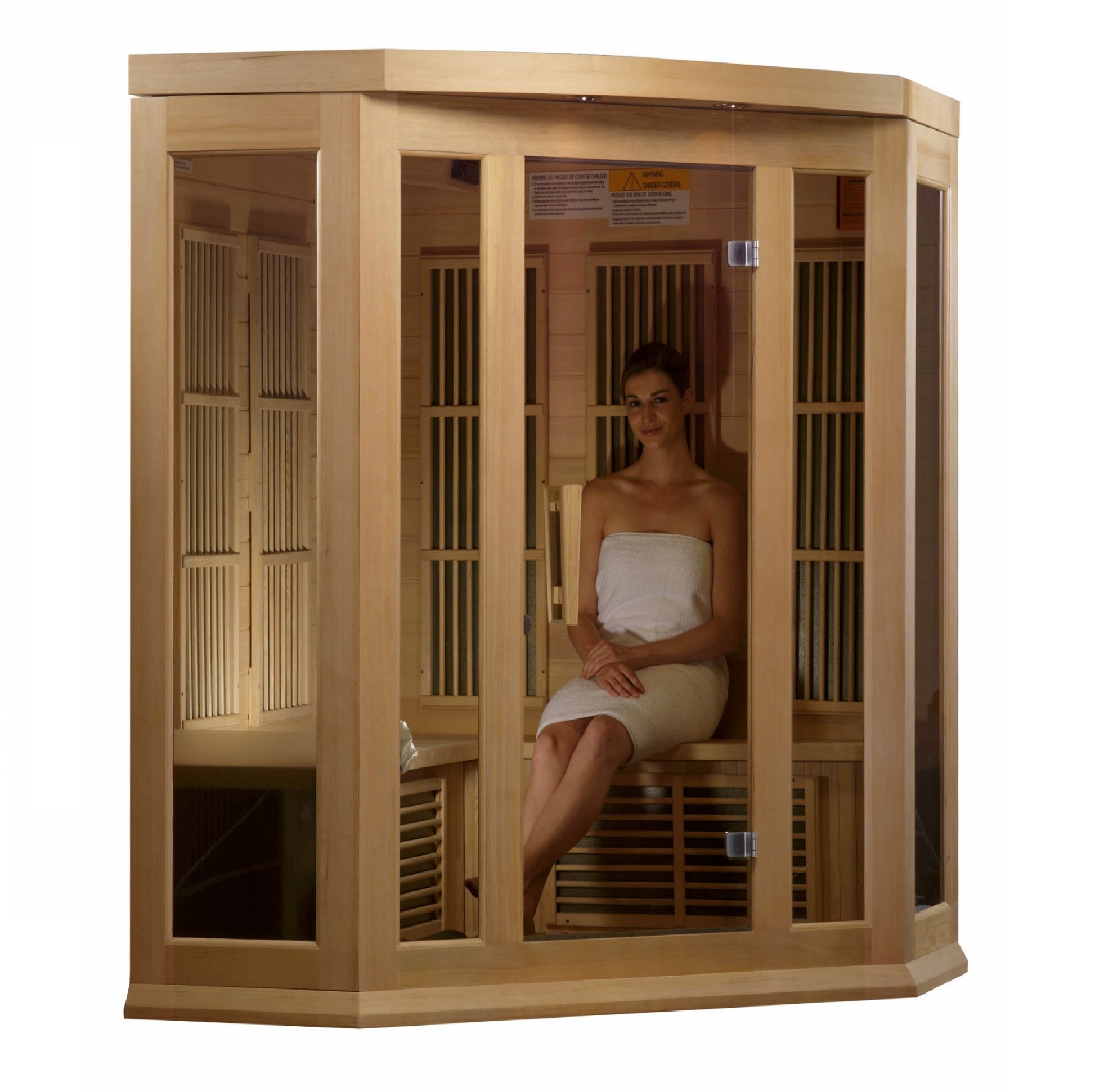 Maxxus 3-Person Corner Low EMF (Between 5-10MG) FAR Infrared Sauna (Canadian Hemlock) MX-K356-01
