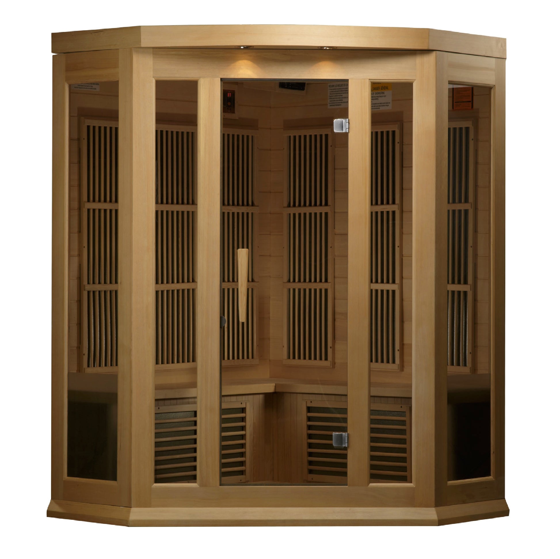 Maxxus 3-Person Corner Low EMF (Between 5-10MG) FAR Infrared Sauna (Canadian Hemlock) MX-K356-01
