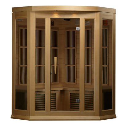 Maxxus 3-Person Corner Low EMF (Between 5-10MG) FAR Infrared Sauna (Canadian Hemlock) MX-K356-01
