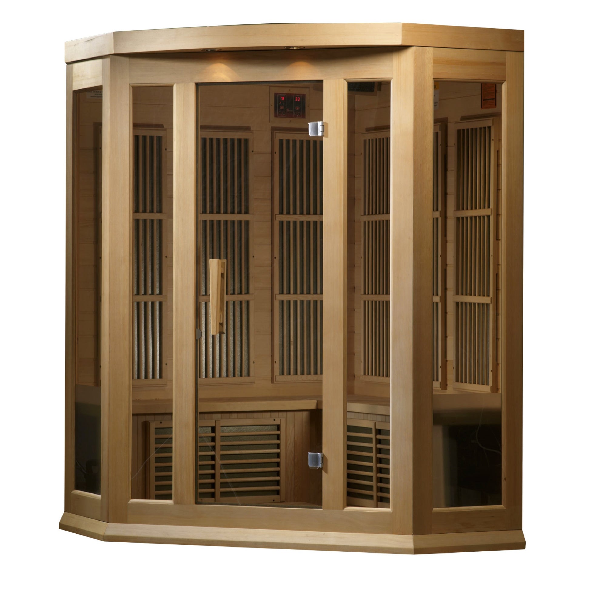 Maxxus 3-Person Corner Low EMF (Between 5-10MG) FAR Infrared Sauna (Canadian Hemlock) MX-K356-01

