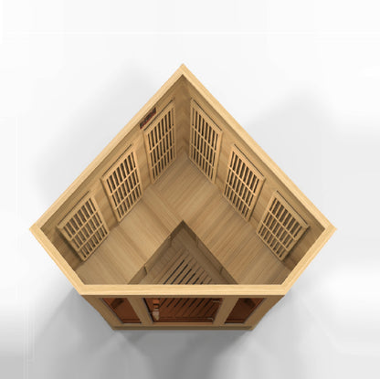 Maxxus 3-Person Corner Low EMF (Between 5-10MG) FAR Infrared Sauna (Canadian Hemlock) MX-K356-01
