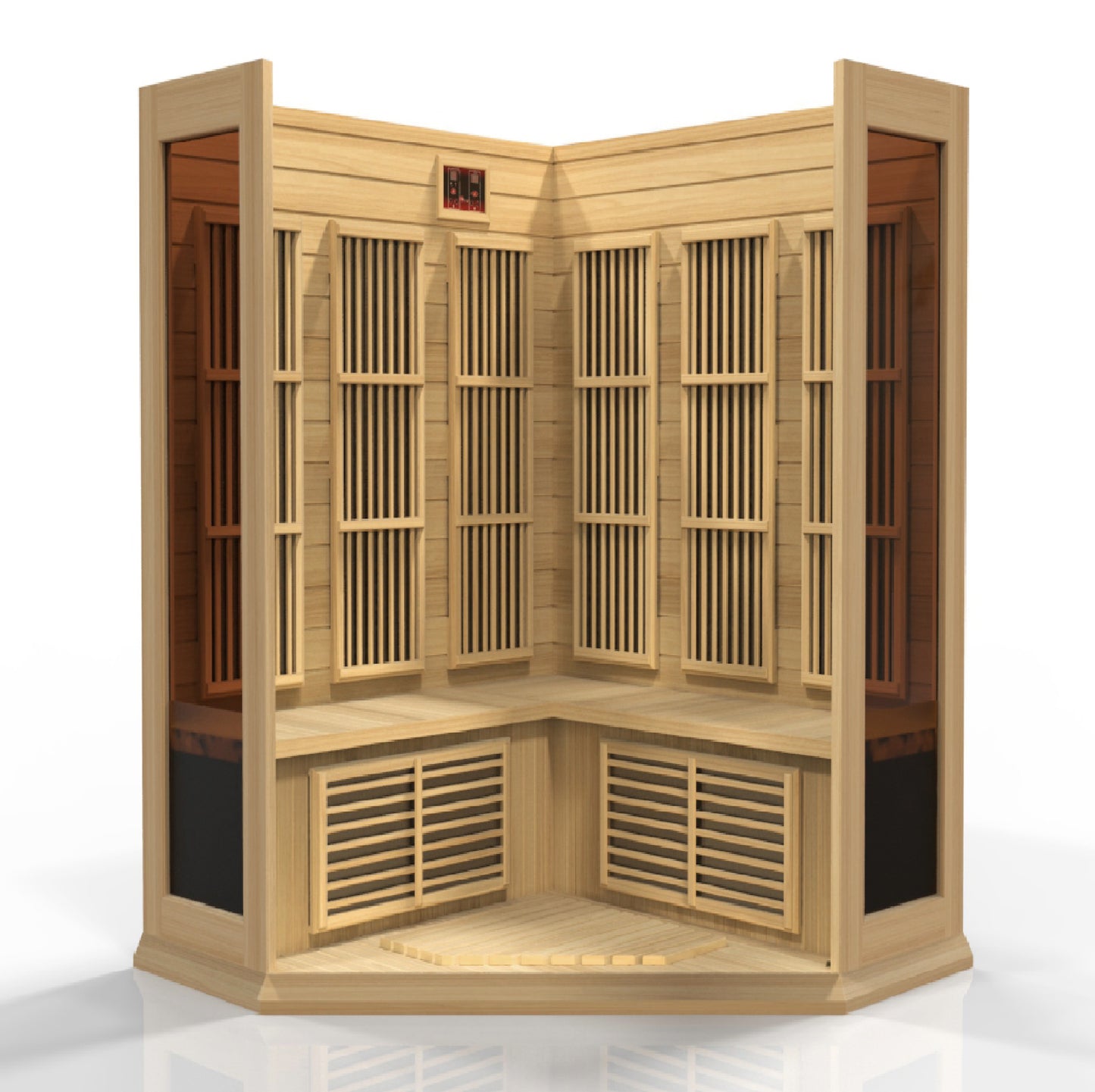 Maxxus 3-Person Corner Low EMF (Between 5-10MG) FAR Infrared Sauna (Canadian Hemlock) MX-K356-01
