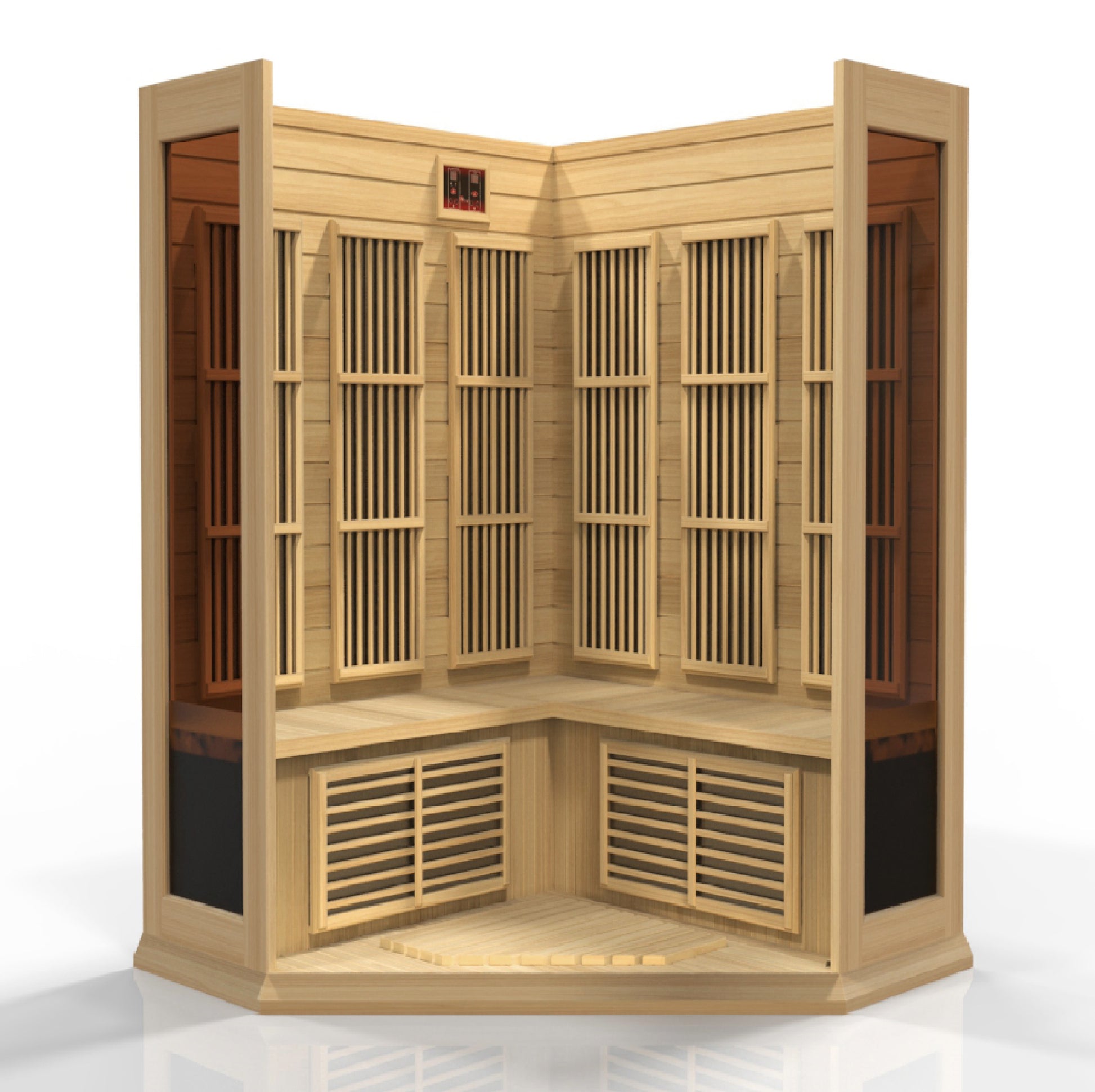 Maxxus 3-Person Corner Low EMF (Between 5-10MG) FAR Infrared Sauna (Canadian Hemlock) MX-K356-01

