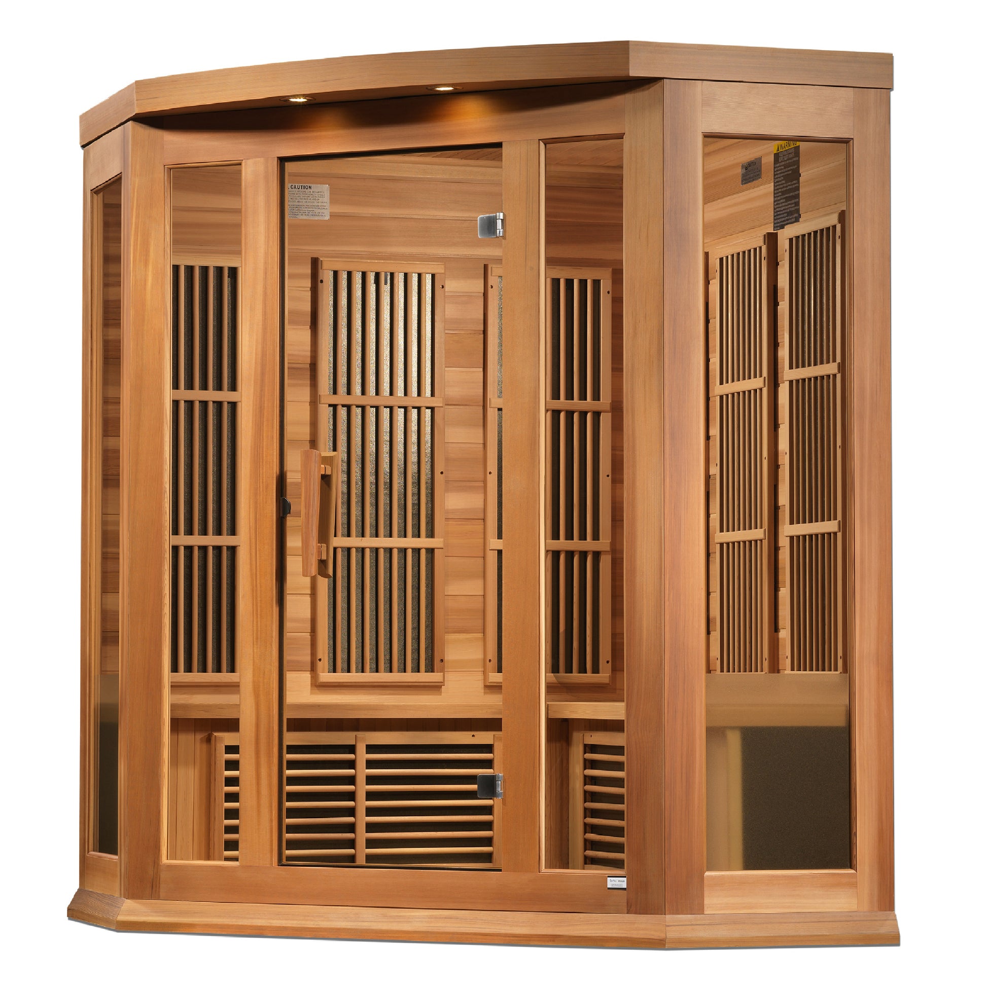 Maxxus 3-Person Corner Near Zero EMF (Under 3MG) FAR Infrared Sauna (Canadian Red Cedar)
