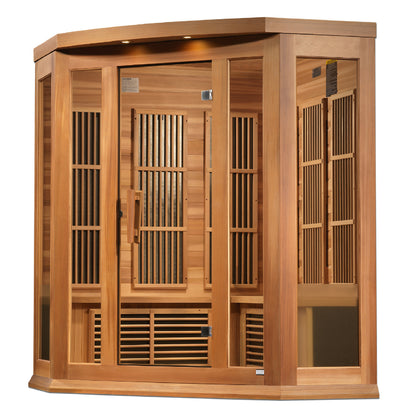 Maxxus 3-Person Corner Near Zero EMF (Under 3MG) FAR Infrared Sauna (Canadian Red Cedar)
