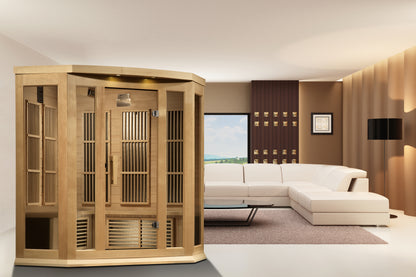 Maxxus 3-Person Corner Low EMF (Between 5-10MG) FAR Infrared Sauna (Canadian Hemlock) MX-K356-01
