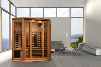 Maxxus 3-Person Corner Full Spectrum Near Zero EMF (Under 3MG) FAR Infrared Sauna (Canadian Red Cedar)
