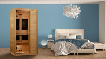 Maxxus S-Line Yoga 1-Person Low EMF (Between 5-10MG) FAR Infrared Sauna (Canadian Hemlock) MX-S106-01