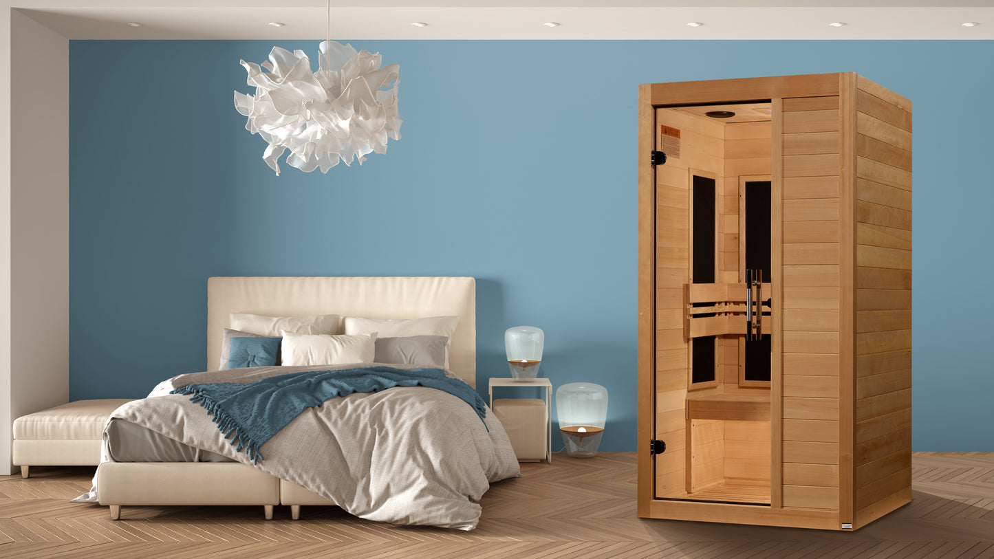 Maxxus S-Line Yoga 1-Person Low EMF (Between 5-10MG) FAR Infrared Sauna (Canadian Hemlock) MX-S106-01